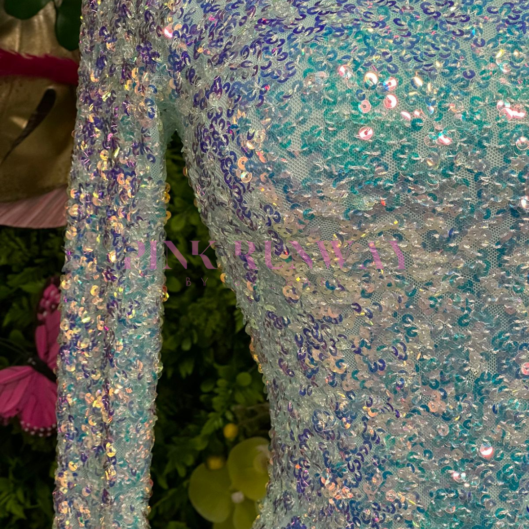 VESTIDO TORNASOL DE LENTEJUELA MANGA LARGA