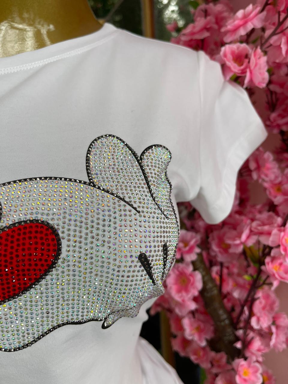 PLAYERA TEE MANOS LOVE BRILLOS