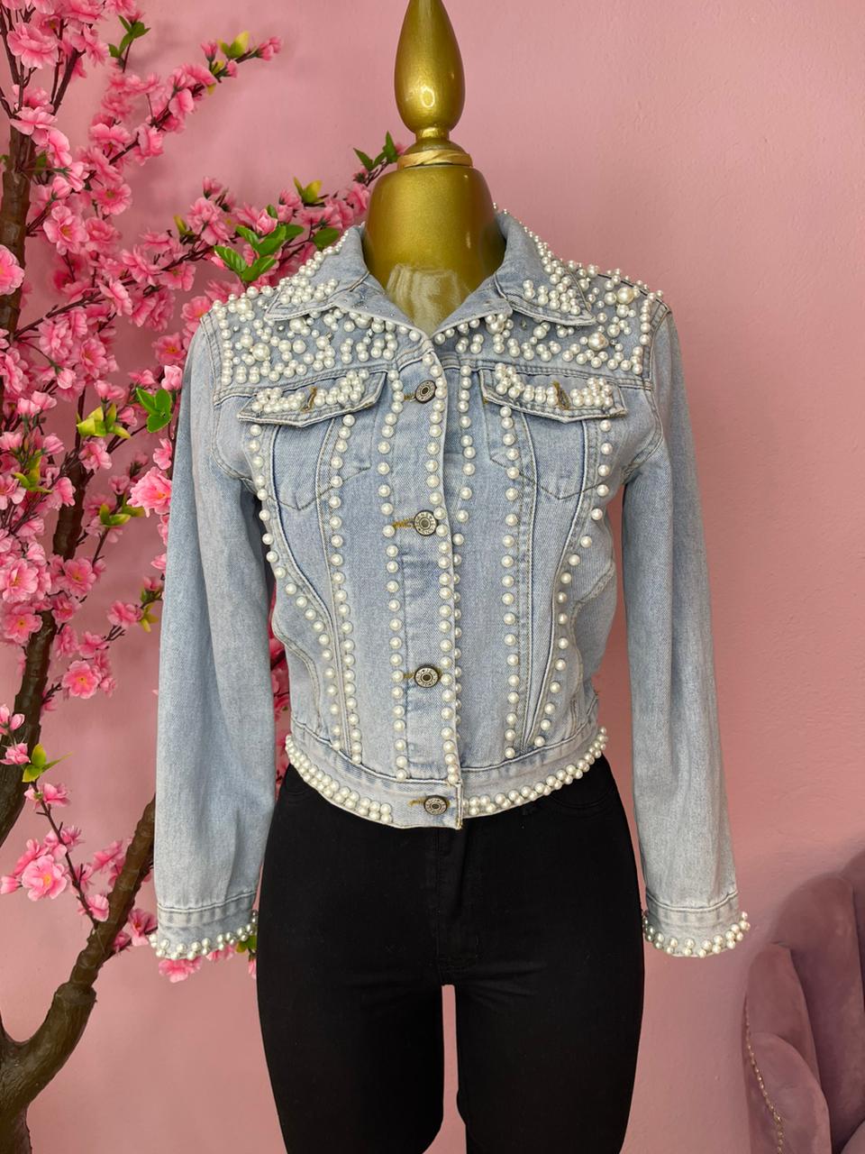 Chamarra De Mezclilla Mujer Chaqueta Vaquera Mujer Perlas