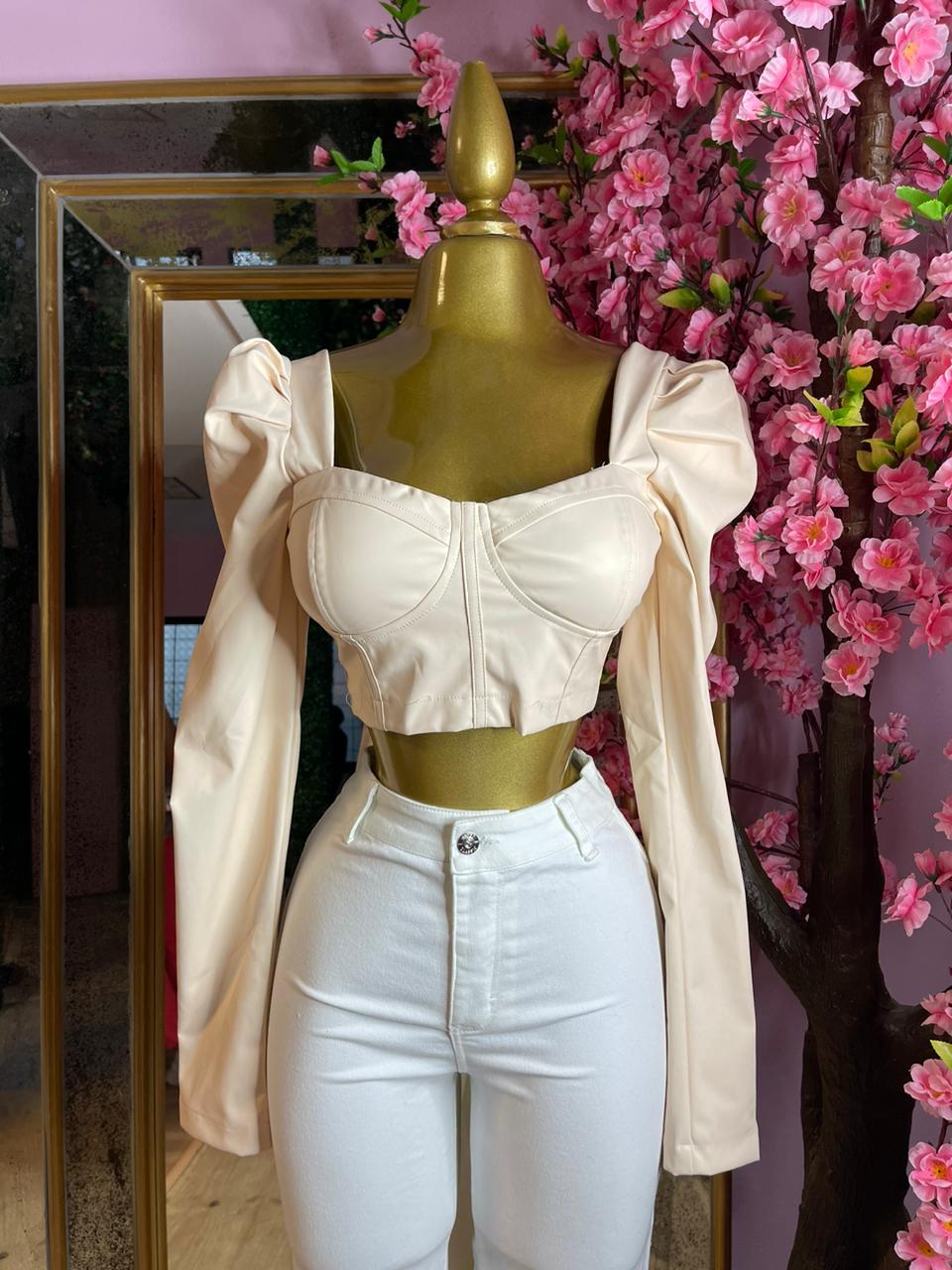 BLUSA TOP ML VINIPIEL BEIGE