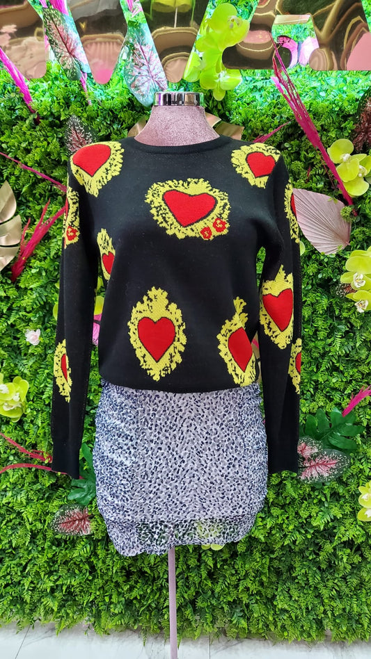 SWEATER CORAZONES ROJOS