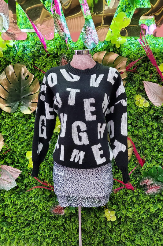 SWEATER LETRAS NEGRO