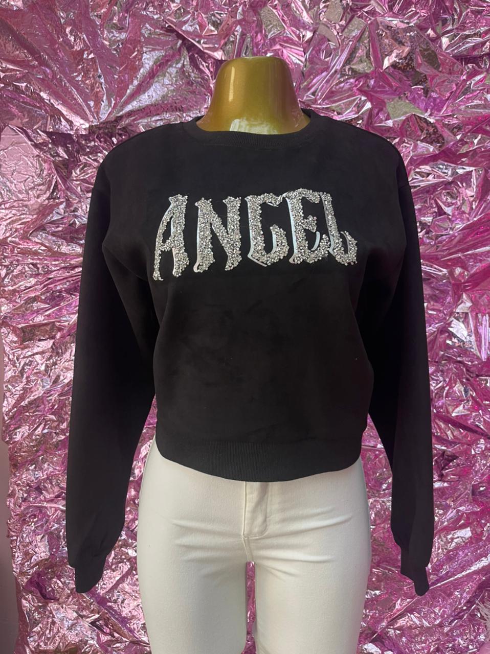 SUDADERA GAMUZA ANGEL CON BRILLOS