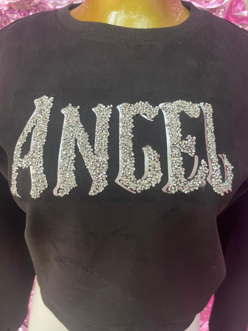 SUDADERA GAMUZA ANGEL CON BRILLOS