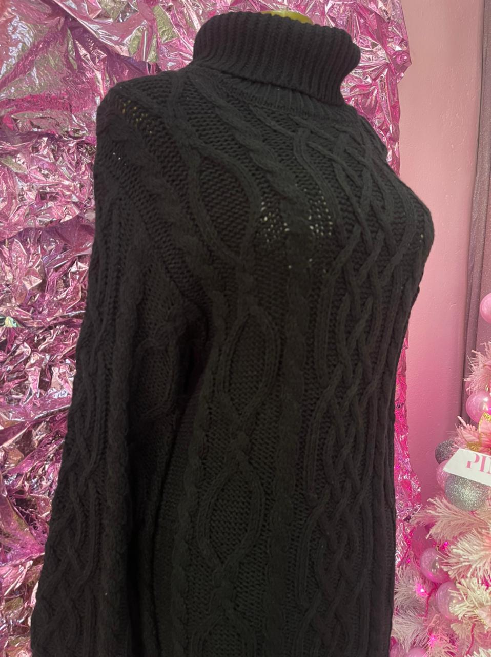 SWEATER LARGO TEJIDO NEGRO