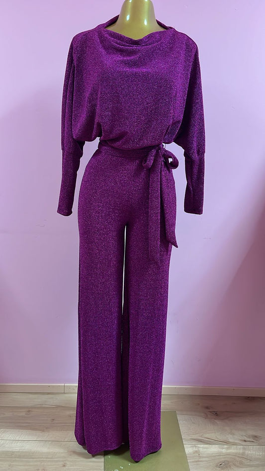 JUMPSUIT LARGO GLITTER MORADO