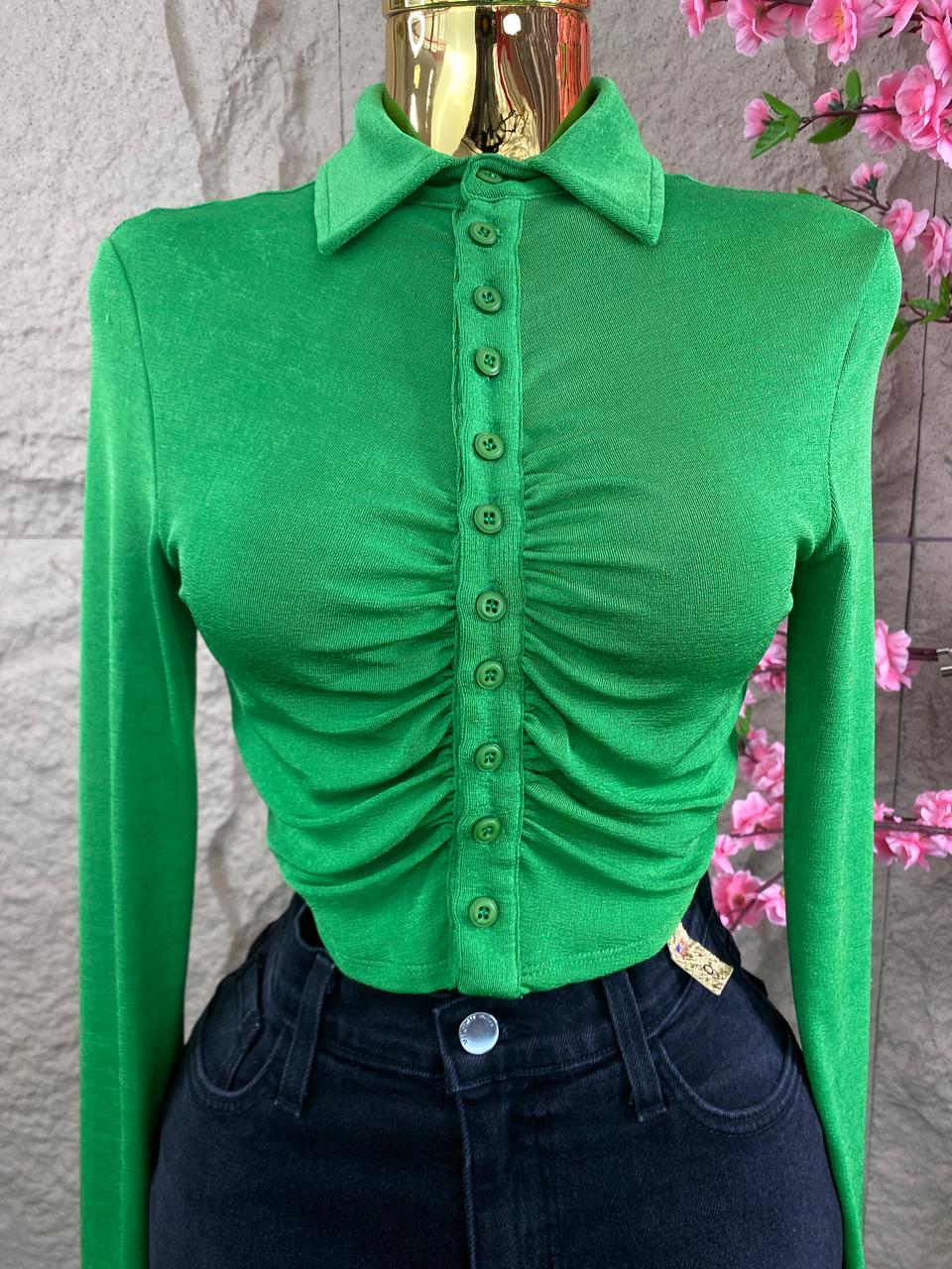 BLUSA TOP ML VERDE BRILLANTE