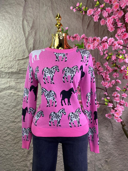 SWEATER DE PUNTO CEBRAS ROSA