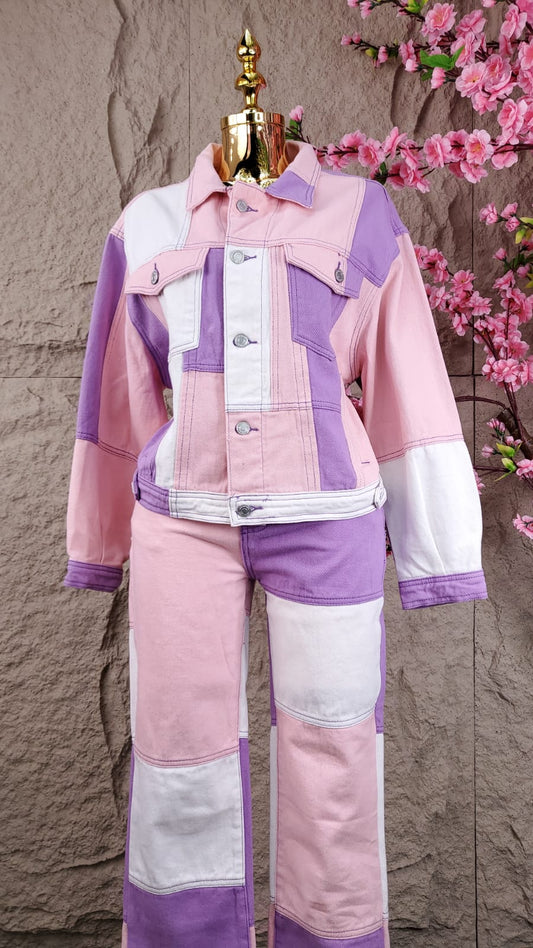 CONJUNTO CHAMARRA /PANTALON MEZCLILLA BICOLOR