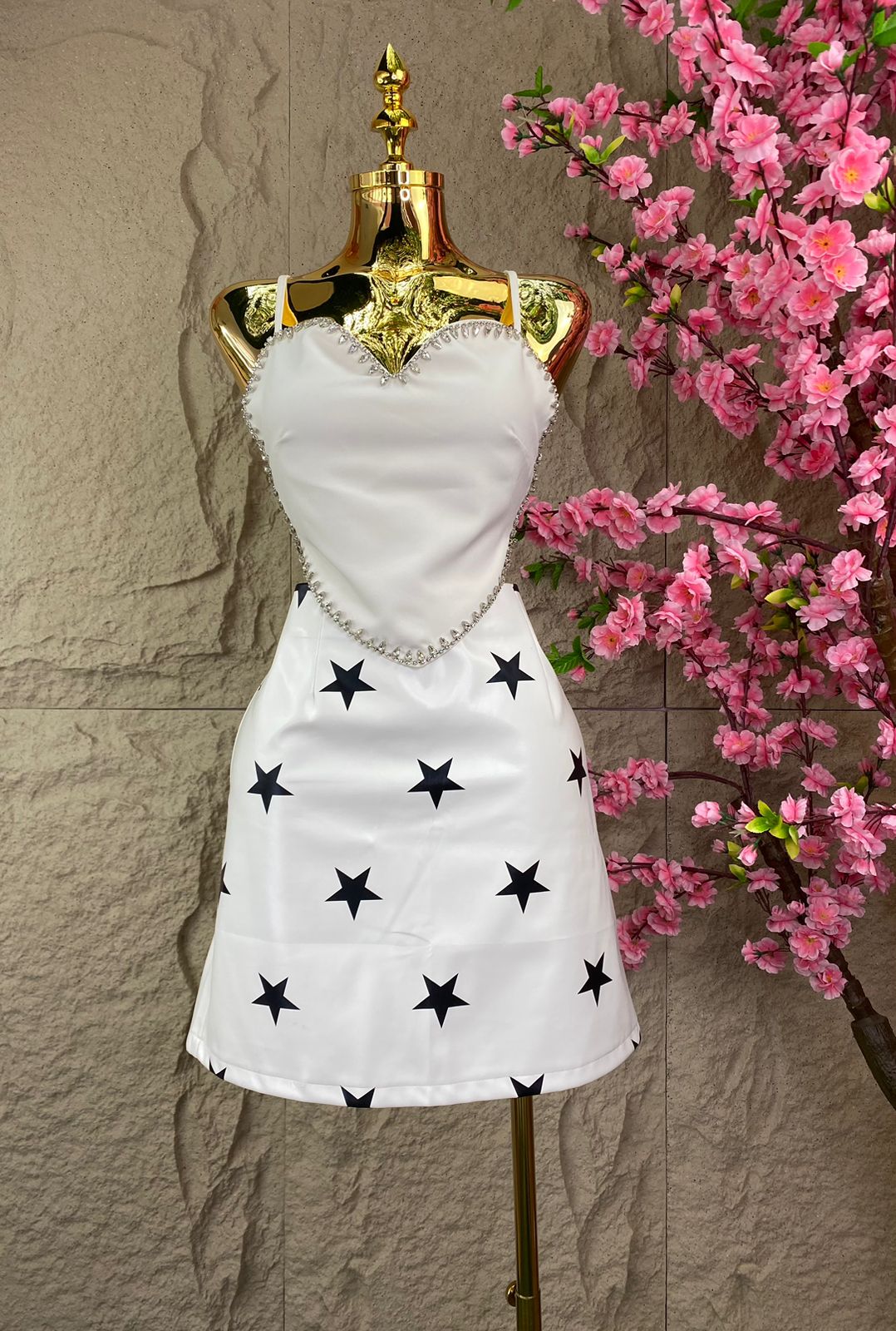 FALDA MINI ESTRELLAS  VINIPIEL BLANCO