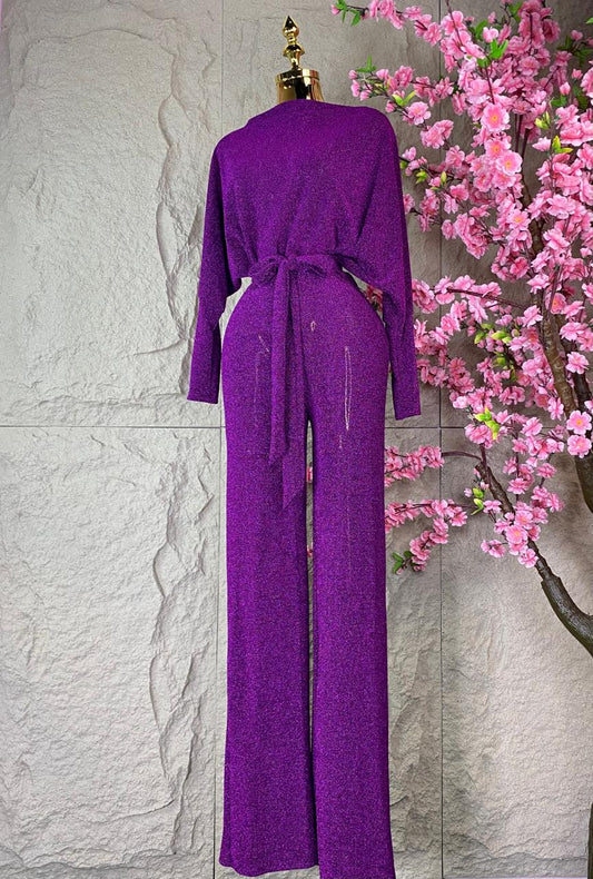 JUMPSUIT LARGO GLITTER MORADO