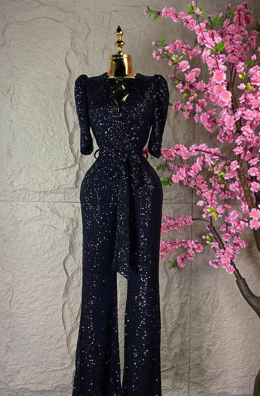 JUMPSUIT LARGO LENTEJUELA NEGRO