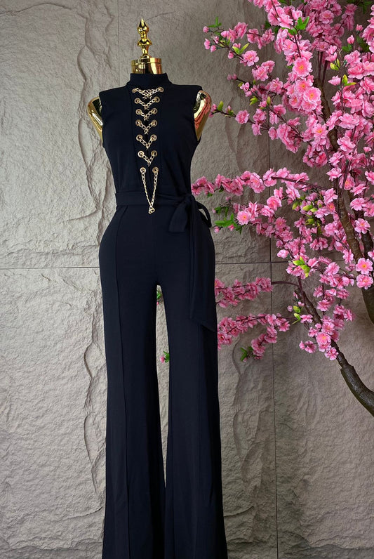 JUMPSUIT PALAZZO CADENAS NEGRO