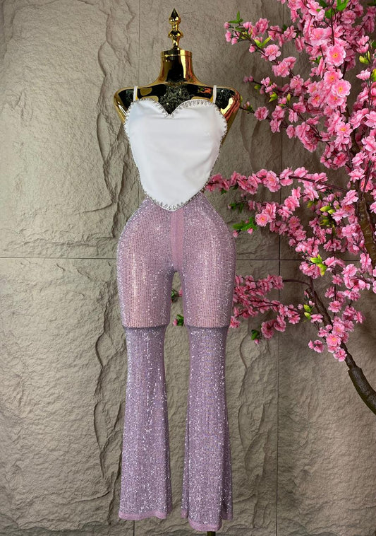 PANTALON CAMPANA CON BRILLOS AJUSTABLE ROSA