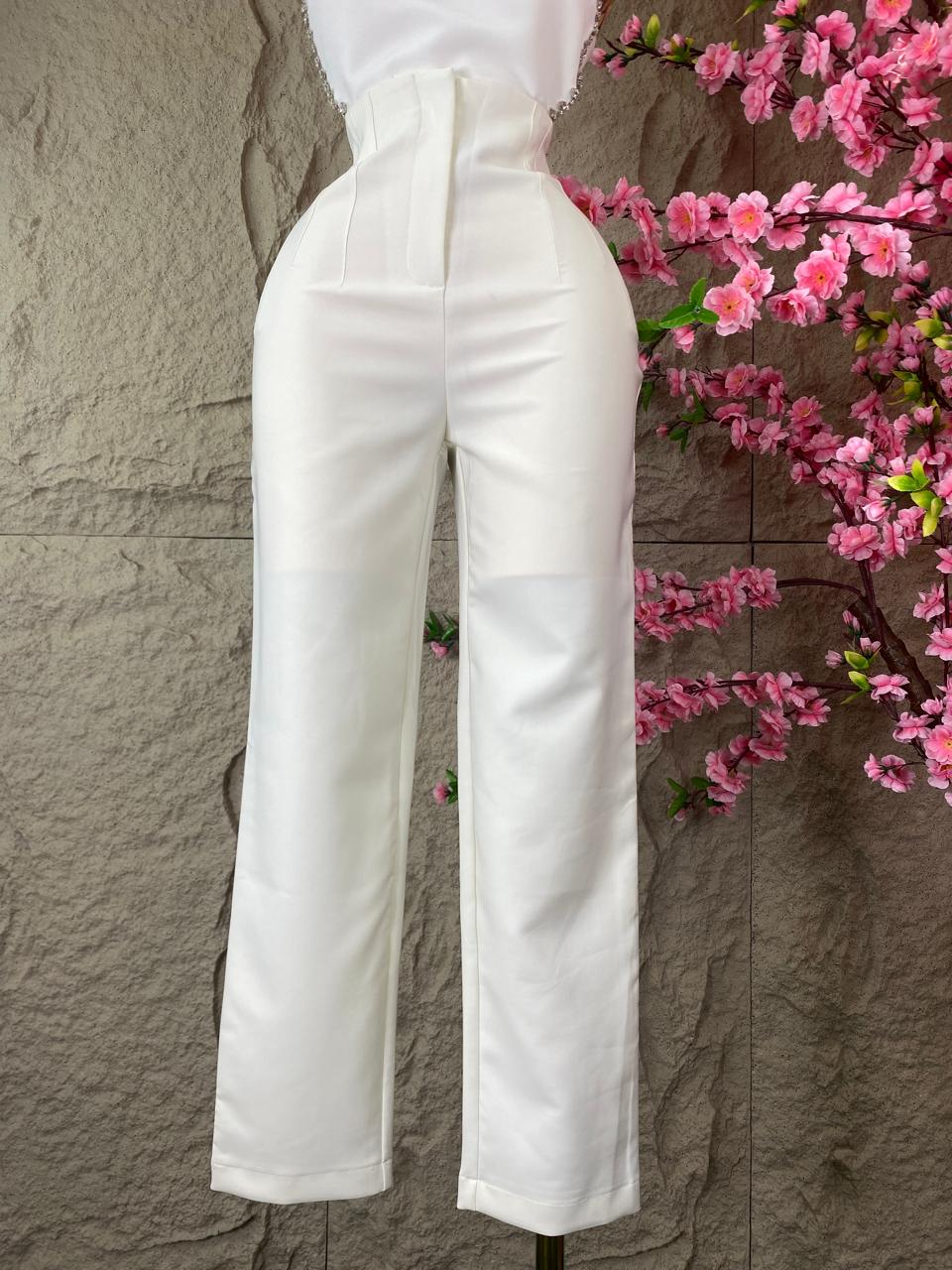 PANTALON DE VESTIR TALLE ALTO BLANCO
