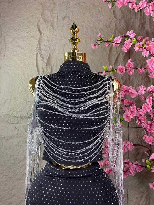 SET DE CRISTALES MANGA LARGA PLATA