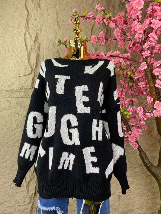SWEATER LETRAS NEGRO