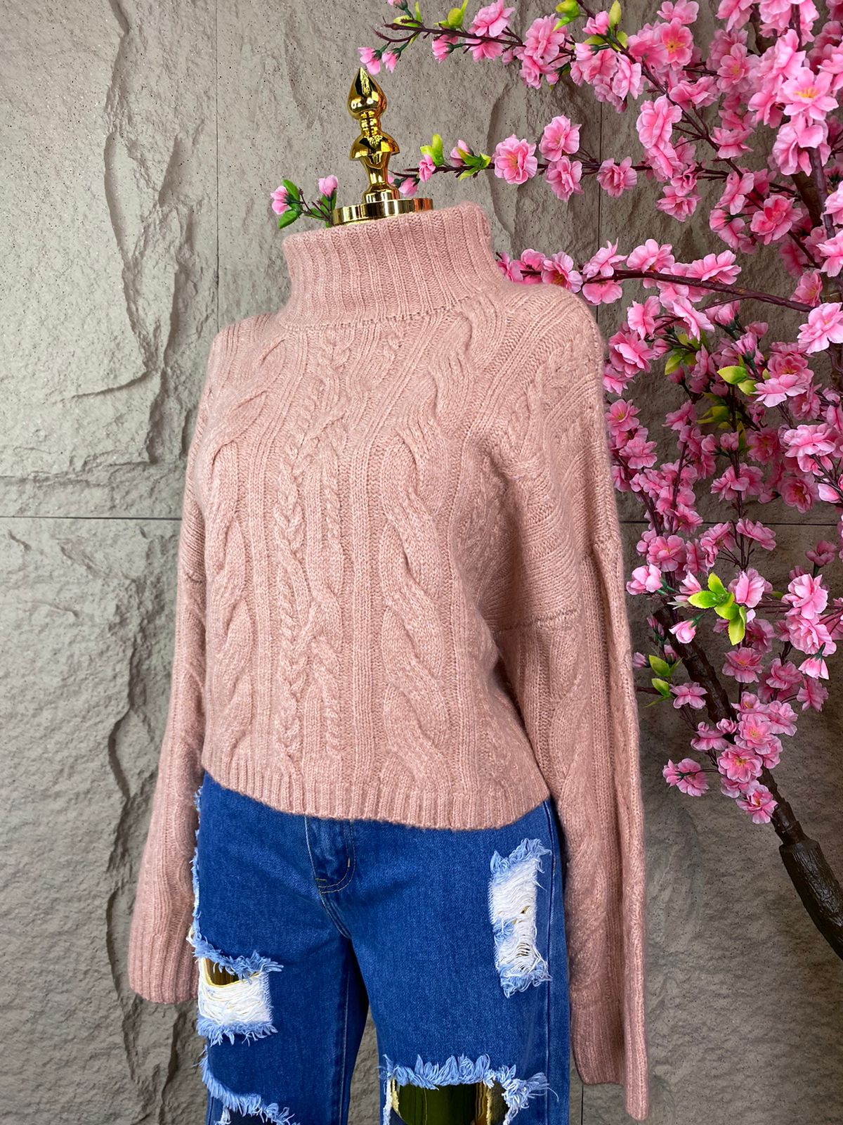 SWEATER CUELLO TORTUGA PALO DE ROSA