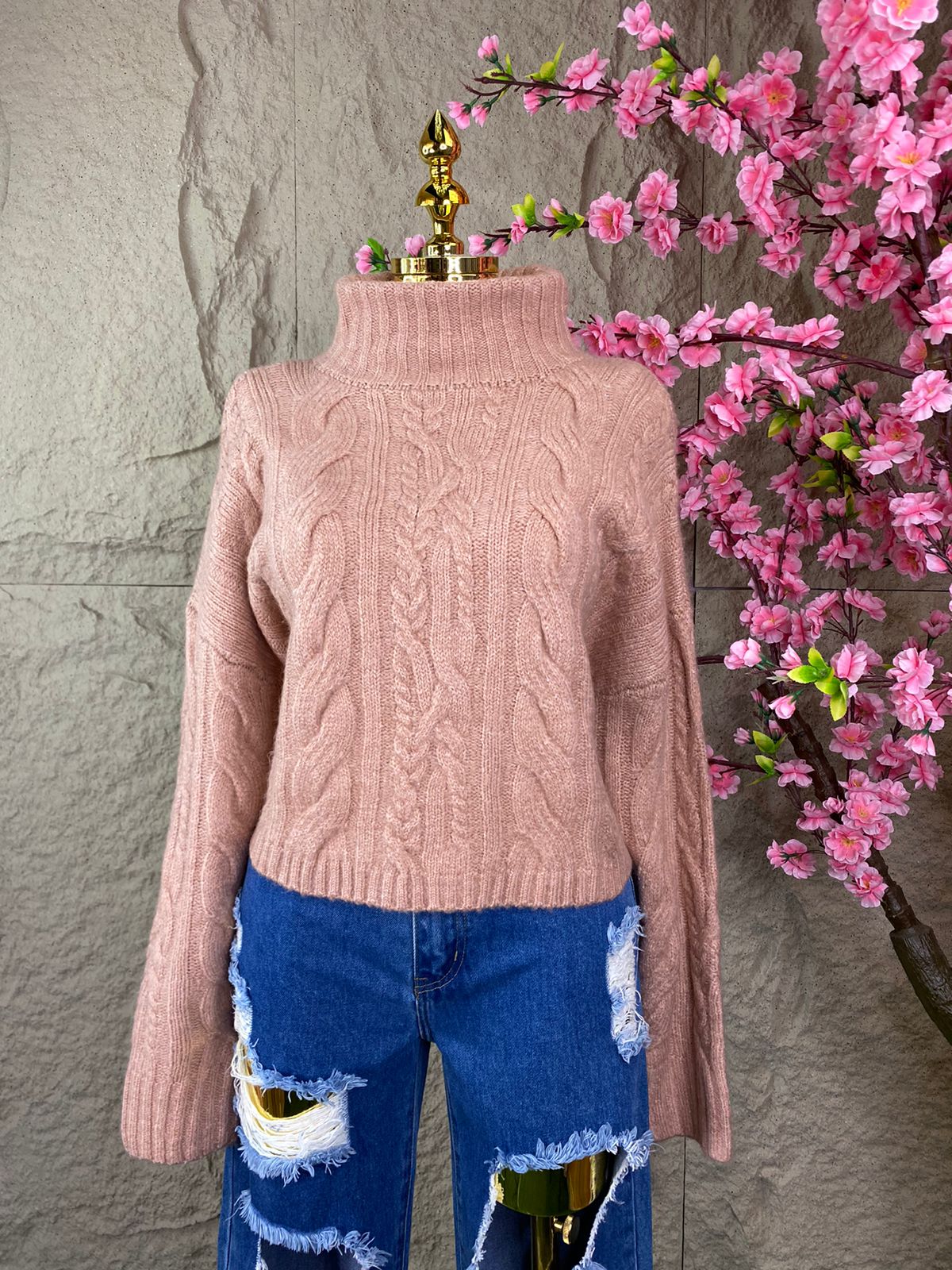 SWEATER CUELLO TORTUGA PALO DE ROSA