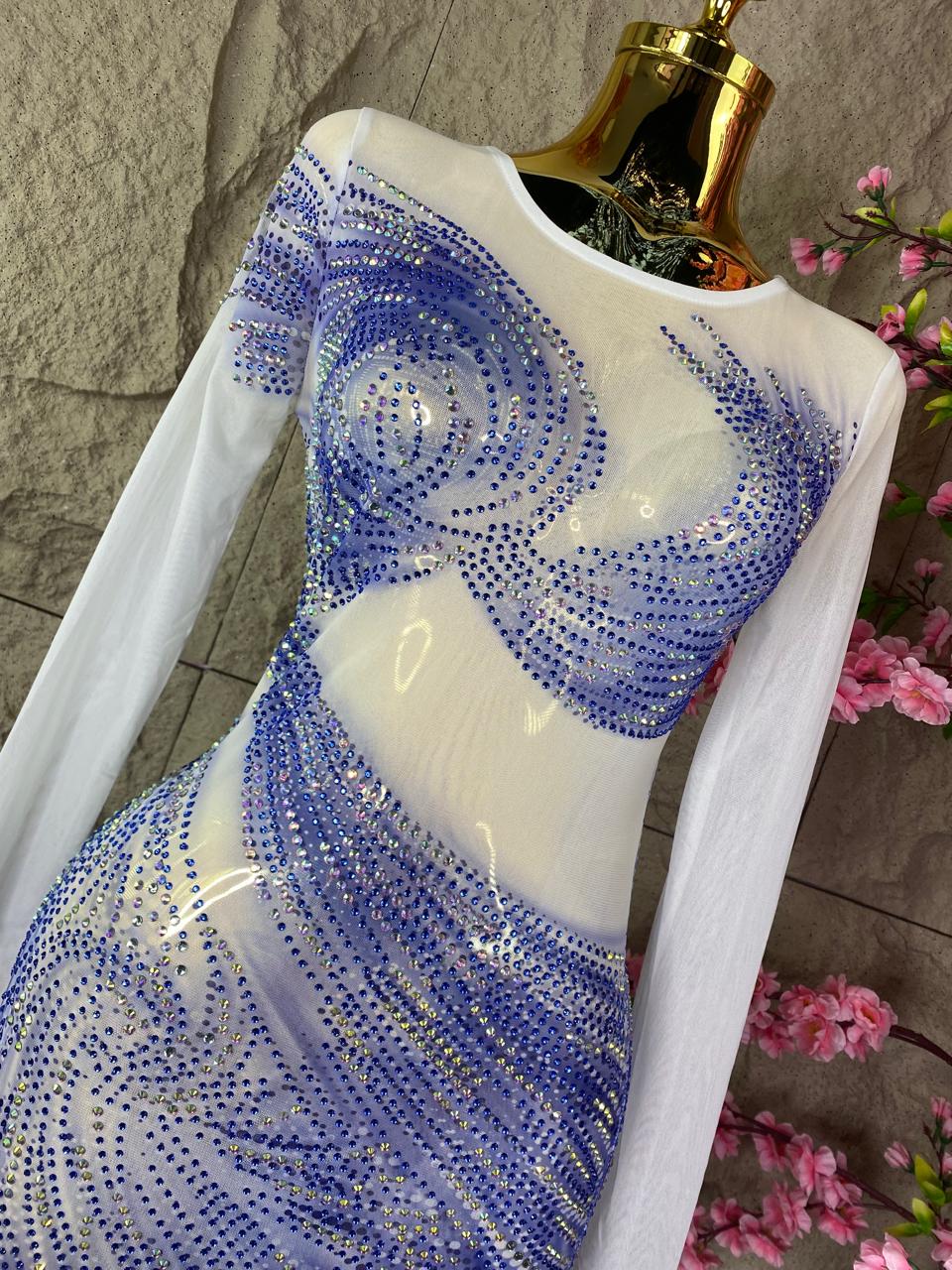 VESTIDO ML CON ESCOTE EN ESPALDA AZUL