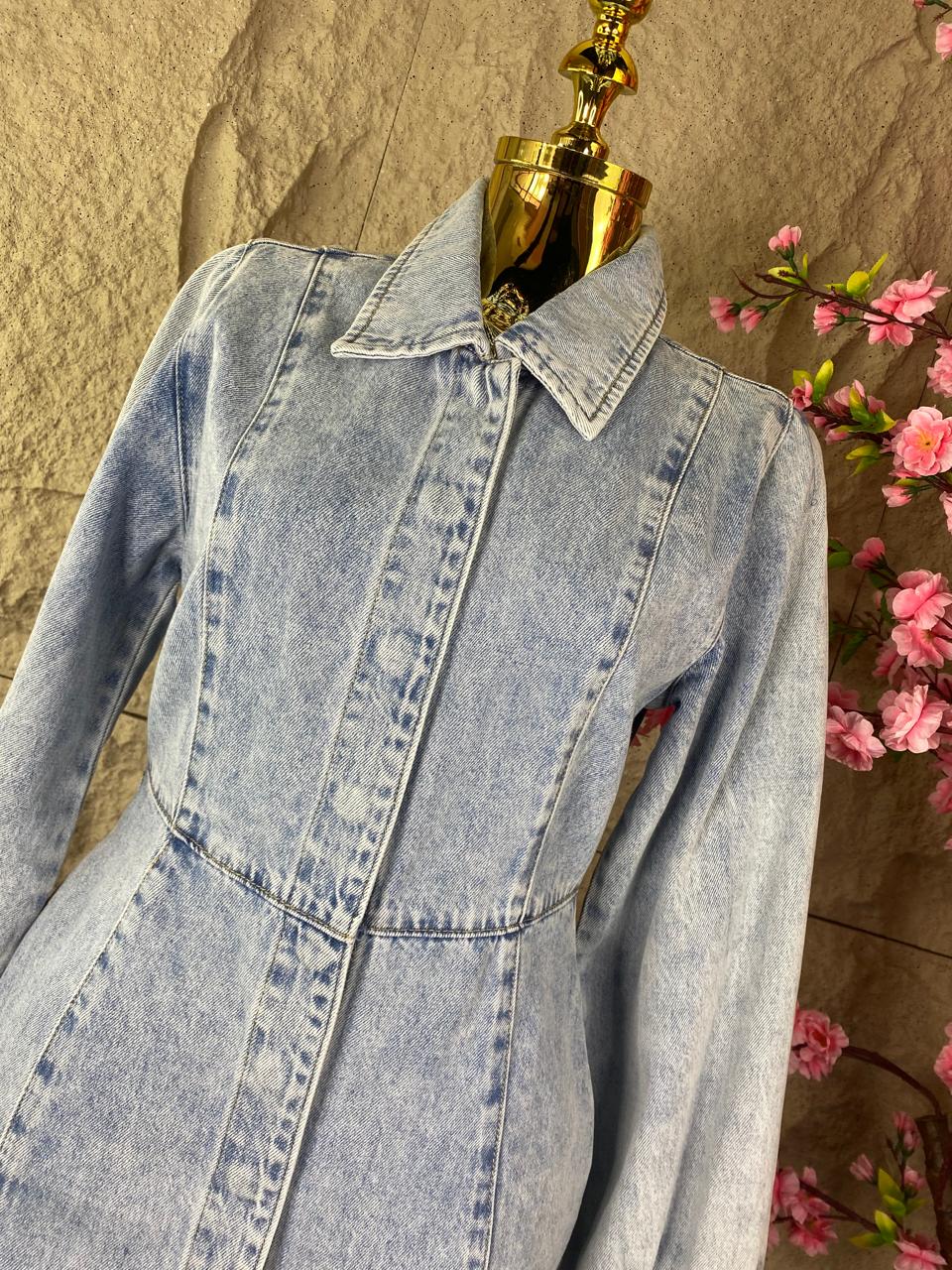 VESTIDO LISO ML DE MEZCLILLA