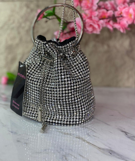 BOLSO CILINDRO CON ARO Y DIAMANTES