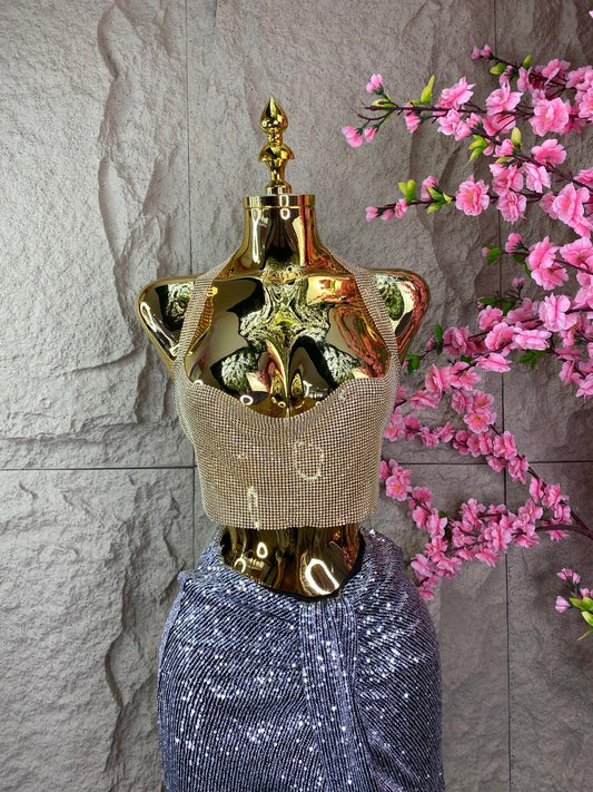 TOP DE SOBREPONER CORTO HALTER DORADO