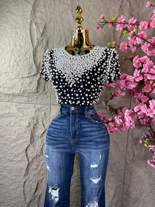 BLUSA PERLAS NEGRAS