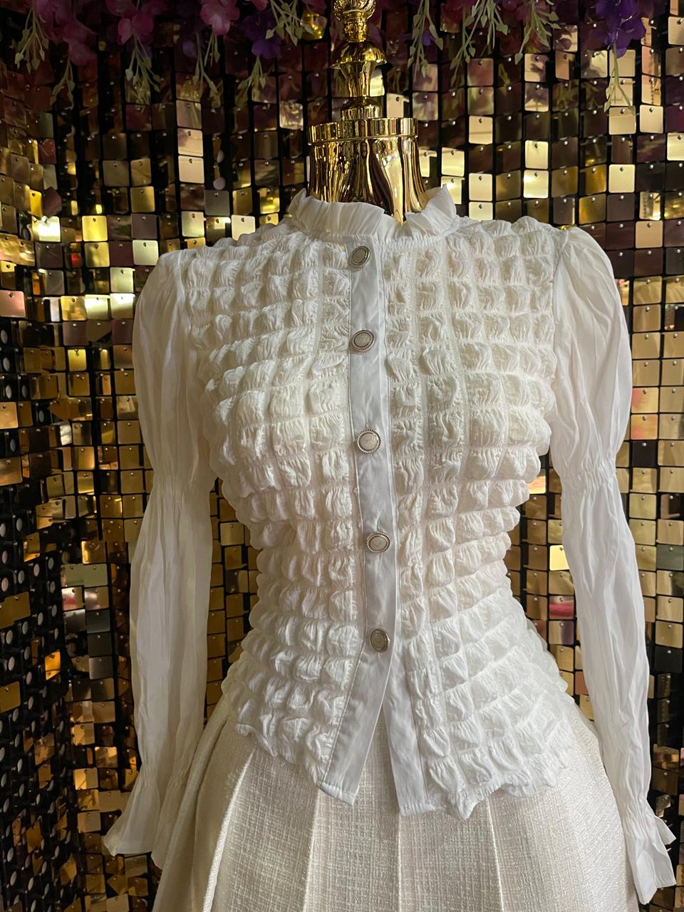 BLUSA ML DISEÑO BURBUJA BLANCO