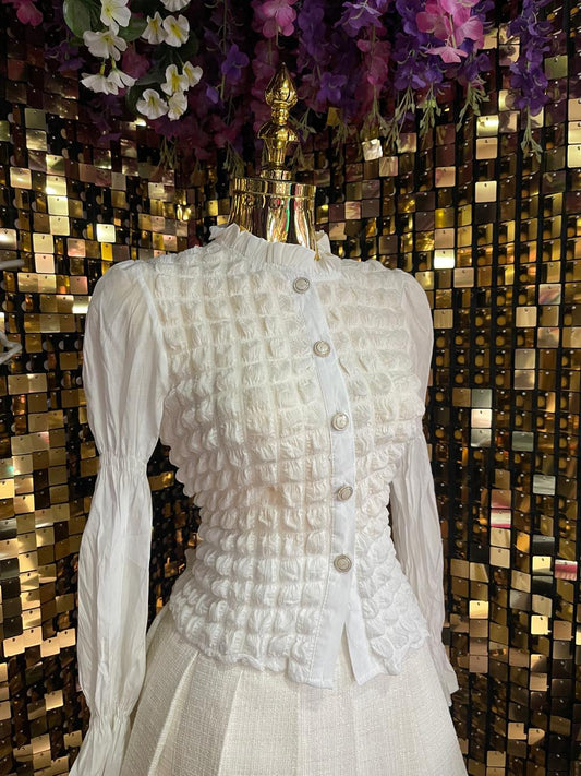 BLUSA ML DISEÑO BURBUJA BLANCO