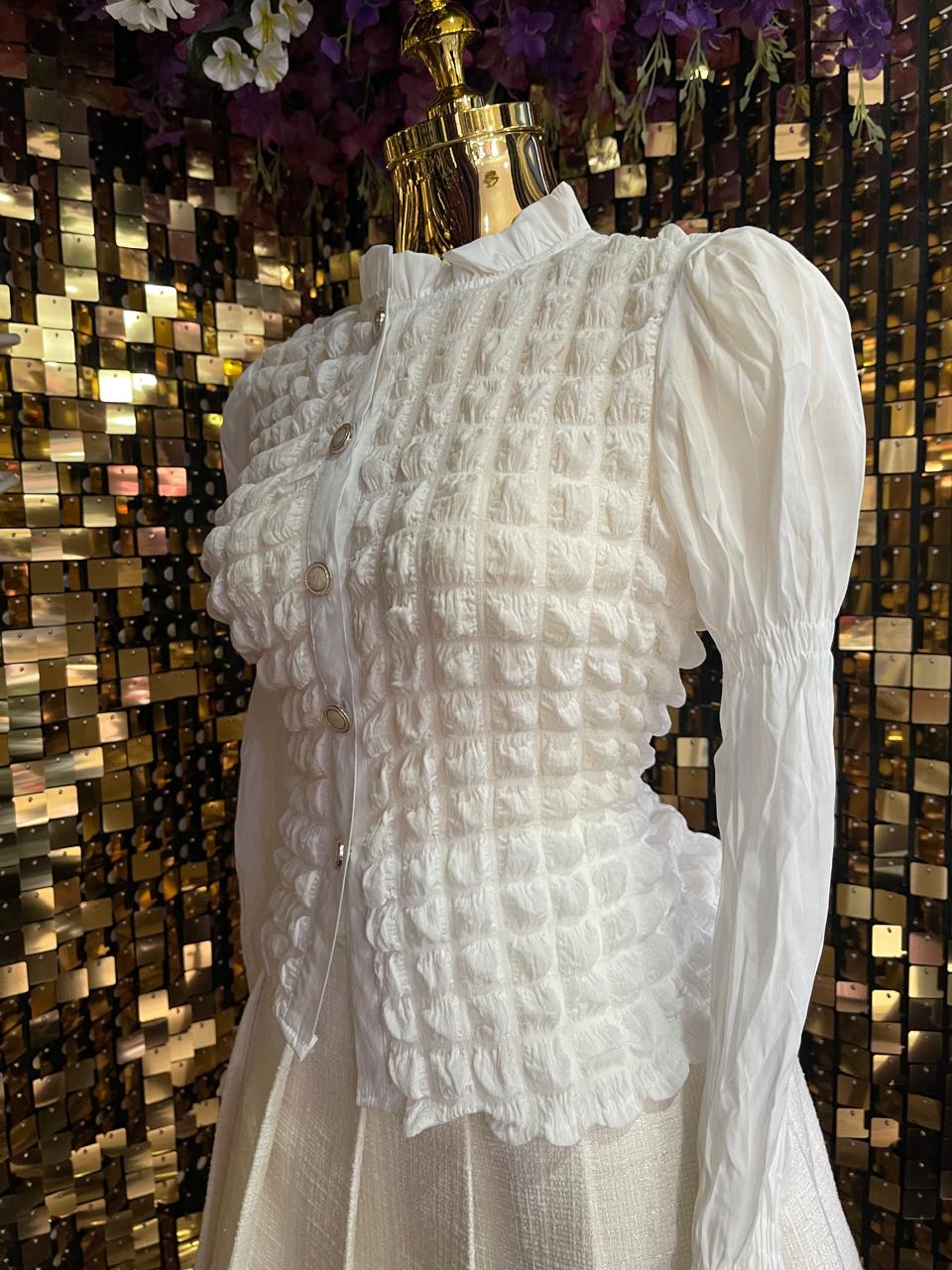 BLUSA ML DISEÑO BURBUJA BLANCO