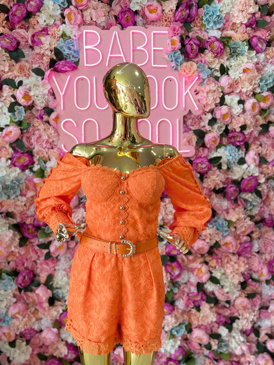 JUMPSUIT BORDADO CORTO NARANJA